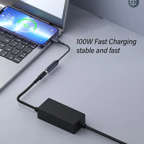 Miniatura 2 de Cable de alimentación CC de 0.217 x 0.098 in a USB C, entrada a USB C macho cable de carga de alimentación, con identificación automática