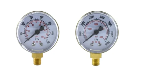 Miniatura 6 de SÜA - Medidores de presión baja y alta para regulador de oxígeno 0-100 psi y 0-4000 psi - 2 pulgadas - Rosca de 1/8 '' - LDP