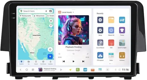 Miniatura 14 de Radio estéreo Android para Honda Civic 2016 2017 2018 2019 2020 2021, 8 núcleos inalámbricos con cable para Car-Play Android Auto GPS Navegación