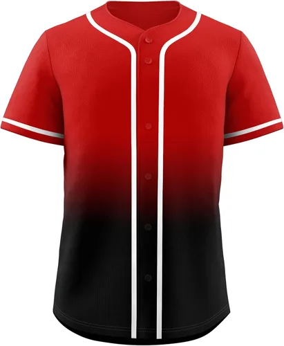 Miniatura 32 de KXK Camiseta de béisbol en blanco para hombre, camisas casuales con botones, manga corta, uniforme deportivo de equipo activo