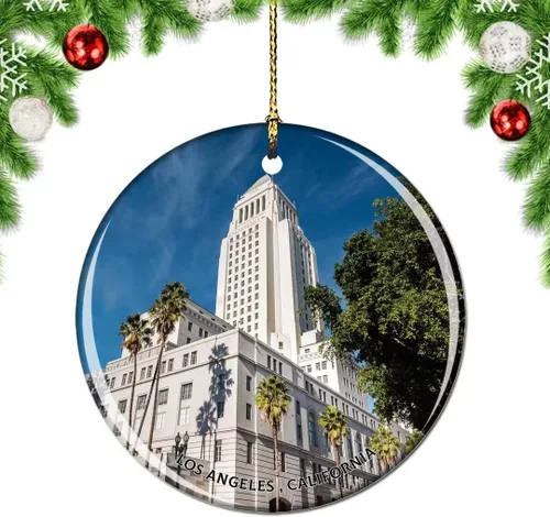 Miniatura 4 de California Los Ángeles Battleship Museum USA Christmas Tree Adorno Decoración Colgante Colgante Decoración City Travel Souvenir Collection Porcelana