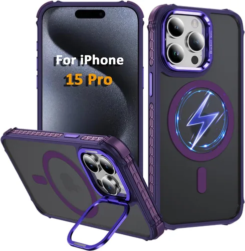 Miniatura 28 de i Phone 13 - Funda para iPhone 14, compatible con carga inalámbrica MagSafe, resistente, a prueba de golpes, soporte ajustable, color rojo mate