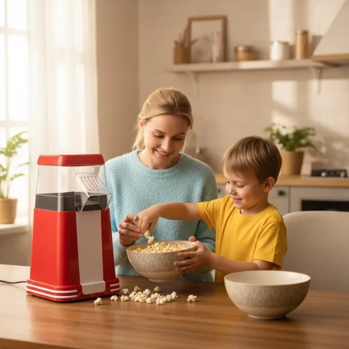 Miniatura 4 de Compact Hot Air Popcorn Machine, Automatic Operation, Ideal for Home, Movie Nights & Parties