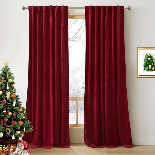 Miniatura 11 de RYB HOME - Cortinas de terciopelo beige, cortinas decorativas resistentes con pestaña trasera, cubierta de privacidad para oscurecer habitación