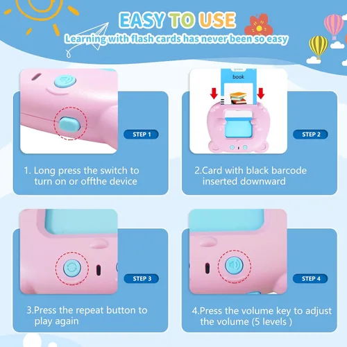 Miniatura 5 de Tarjetas flash parlantes para niños pequeños con 224 palabras visuales, juguetes Montessori, terapia del habla, juguetes sensoriales para autismo