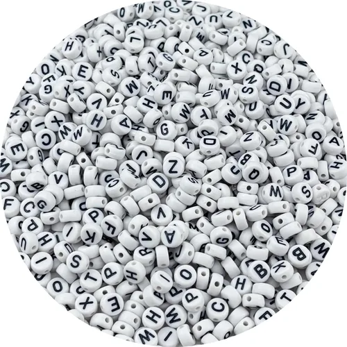 Miniatura 8 de 1000 cuentas redondas de acrílico del alfabeto para la fabricación de joyas y manualidades (cuentas blancas de letras coloridas)