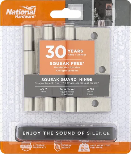 Miniatura 4 de National Hardware Bisagras de protección contra chirridos de 1/4 pulgadas, esquinas cuadradas de radio de 3 unidades en níquel satinado N830-448