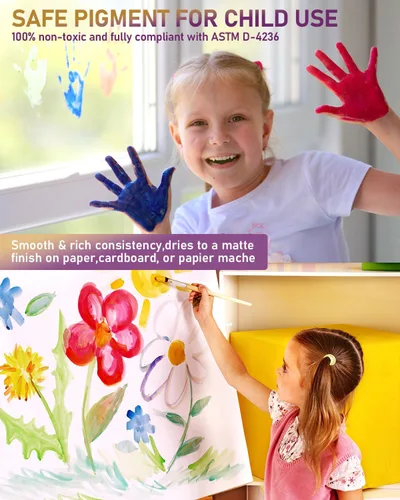 Miniatura 2 de Nicpro Juego de pintura lavable grande de 14 colores para niños (16.9 oz, 500 ml), suministros de pintura acrílica a granel no tóxicos, pintura