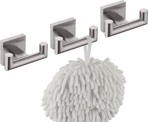 Miniatura 14 de KOKOSIRI Gancho para Bata de Baño Ganchos Dobles para Toalla y Abrigo Negro Mate para Baño Cocina Montaje en Pared, Paquete de 2 Acero Inoxidable