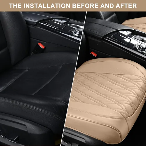 Miniatura 3 de TIEHESYT 1 funda de piel napa para automóvil, funda de asiento delantero inferior para automóvil, cojín de asiento sin respaldo, antideslizante