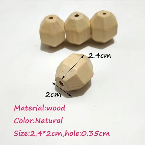 Miniatura 2 de 30 cuentas hexagonales de madera natural, sin acabar, geométricas, octogonales, accesorios de joyería para bricolaje