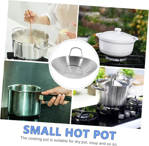 Miniatura 3 de DECHOUS Wok de camping antiadherente de acero inoxidable, 11 pulgadas de diámetro, doble mango, diseño de fondo redondo que atrapa el calor
