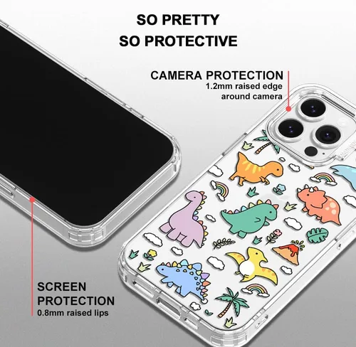Miniatura 4 de MOSNOVO - Funda para iPhone 13 Pro, grado militar, probada en caídas de 6.6 pies, transparente con diseño de tierra de dinosaurios Transparente