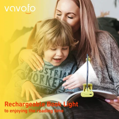 Miniatura 2 de VAVOFO - Lámpara de lectura recargable para leer en la cama para niños, 7 LED con luz de 9 niveles de blanco cálido y blanco frío, lámpara