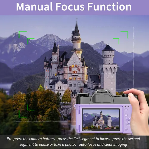 Miniatura 5 de Cámaras digitales para fotografía, cámara de videoblogs 4K de 56 megapíxeles con zoom digital 16X, enfoque manual recargable, cámara compacta