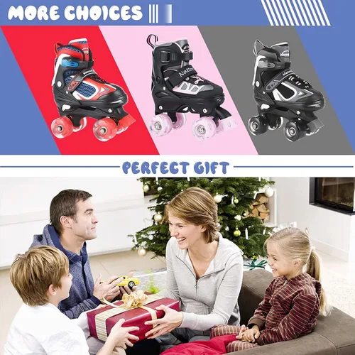 Miniatura 7 de Nattork - Patines de ruedas para niños y niñas, 4 tamaños, patines ajustables con ruedas iluminadas, divertidos patines para niños pequeños, Azul