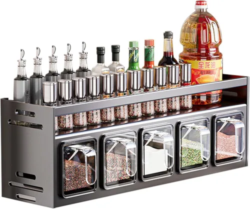 Miniatura 10 de Estante de especias de cocina para colgar en la pared, caja de condimentos sobre la estufa, estante colgante para condimentos, organizador de tarros