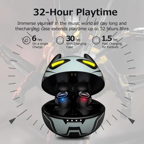Miniatura 3 de Auriculares inalámbricos para orejas pequeñas, auriculares con control táctil, sonido estéreo, auriculares inalámbricos intraurales, auriculares