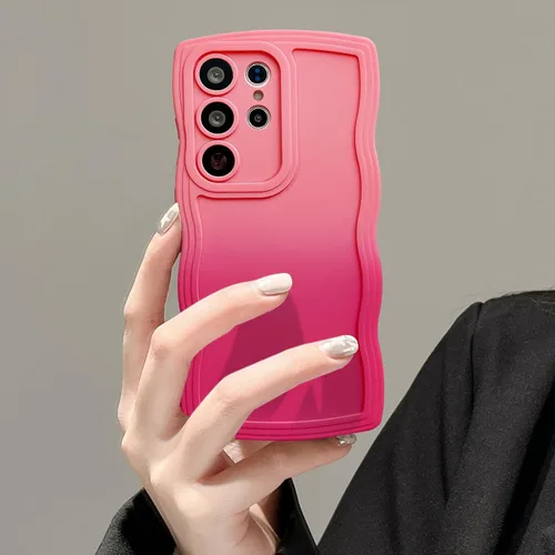 Miniatura 37 de UEEBAI Funda de silicona con marco de ola para Samsung Galaxy S22 5G, funda de teléfono con marco de ola linda, ajuste delgado, amortiguador de Negro