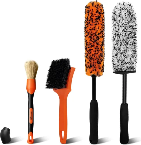 Miniatura 11 de YeewayVeh Cepillo de limpieza de ruedas de 3 piezas, cepillo limpiador de llantas planas de microfibra con 2 cubiertas extra reemplazables, kit