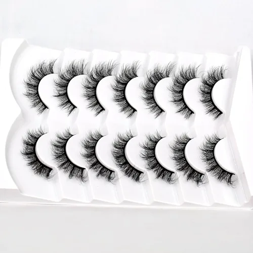 Miniatura 675 de Pooplunch - Pestañas postizas finas de visón sintético, estilo ojo de gato, naturales, cruzadas, tipo racimo, efecto 8D de volumen, tiras