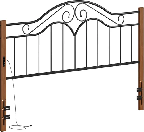 Miniatura 16 de Elephance Cabecero para Marco de Cama Tamaño Queen, Cabecero de Metal de Cama con Plataforma Vintage Únicamente, Altura Ajustable, Resistente