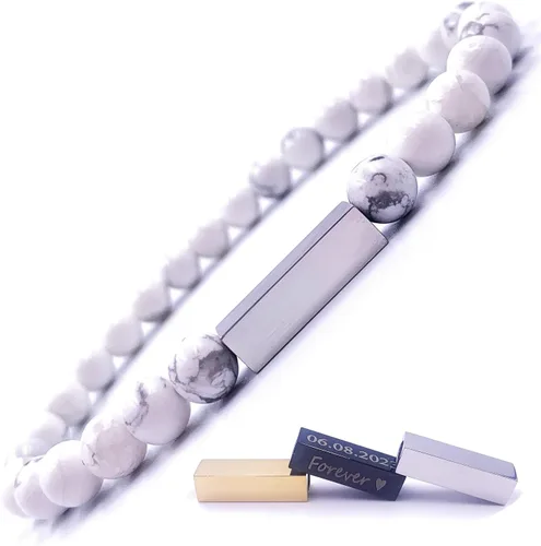 Miniatura 66 de Pulseras de cuentas personalizadas, Pulsera de piedras preciosas de 0.236 in, Pulsera grabada con láser, Pulsera de piedra natural, Pulseras unisex