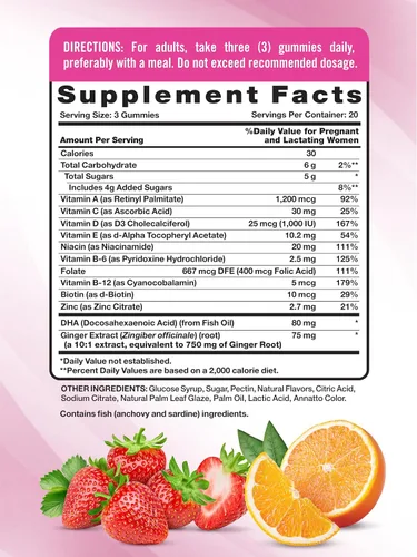 Miniatura 2 de Nature's Truth Gomitas multivitamínicas prenatales con DHA y ácido fólico 60 unidades Sabor a fruta Suplemento sin OMG y sin gluten