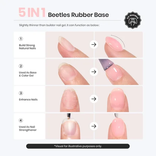 Miniatura 3 de Beetles - Esmalte de uñas de gel con base de goma, 6 colores nude, esmalte de gel rosa, melocotón, neutro, transparente, francesa, colores base