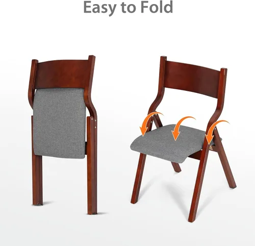 Miniatura 6 de OS MOTOR Juego de 2 sillas plegables con asiento acolchado, sillas de comedor portátiles con respaldo y cojín de diseño ergonómico, para comedor
