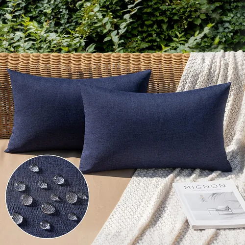 Miniatura 78 de MIULEE Paquete de 2 fundas decorativas para almohadas de exterior, sólidas, impermeables, de lino sintético, estilo granja de jardín, fundas de Óxido