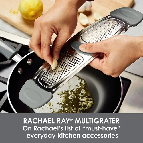 Miniatura 3 de Rachael Ray Herramientas y Gadgets Rallador múltiple de acero inoxidable para queso, jengibre, ajo y más, gris