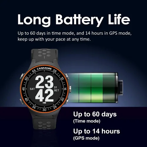 Miniatura 7 de CANMORE TW411 Reloj GPS de golf con rastreador de fitness, más de 41,000 cursos mundiales precargados gratuitos, chip IC mejorado, naranja