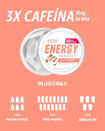 Miniatura 4 de Bolsas de energía Grinds - Bolsas de cafeína natural - Contiene vitaminas B, sin azúcar y 0 calorías - 80 mg de cafeína en cada bolsa - Genciana
