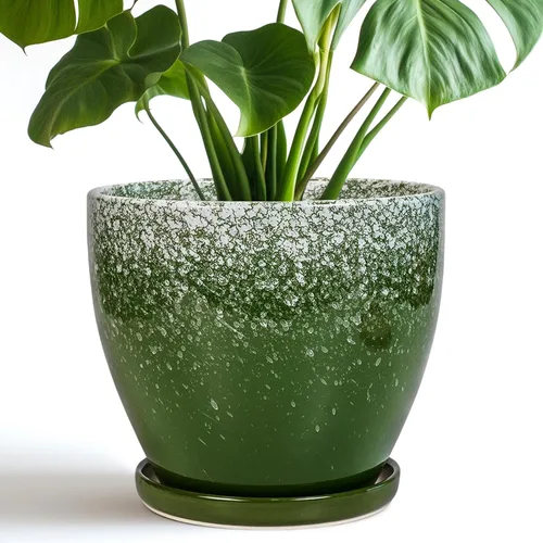 Miniatura 46 de Maceta para Plantas de 6.8 Pulgadas - Maceta de Cerámica con Orificio de Drenaje y Platillo, Maceta Redonda Moderna para Flores, Macetas