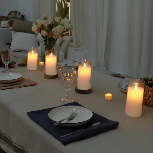 Miniatura 5 de 5plots Velas LED de Pilar con Efecto Radiante sin Llama Parpadeantes de Color Blanco Puro de 3" x 6" con Carcasa Transparente, de Vidrio Irrompible