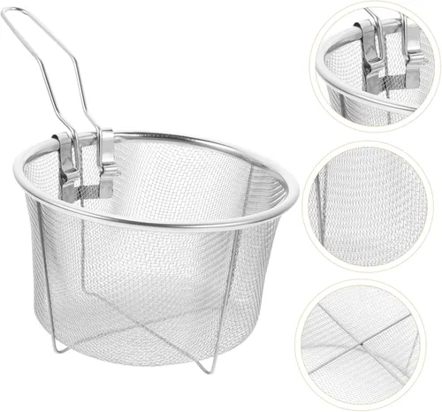 Miniatura 6 de UPKOCH Cesta de alambre extra grande para freír olla de acero inoxidable para freidora de aire