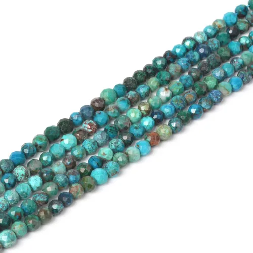 Miniatura 62 de Cuentas redondas facetadas de aguamarina natural de 4mm cuentas sueltas de 16 pulgadas para hacer joyas con cuentas