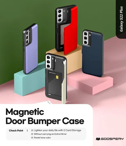 Miniatura 2 de GOOSPERY Funda tipo cartera magnética para Galaxy S22 Plus, con tarjetero, cierre automático por iman, cubierta protectora de doble capa, resistente