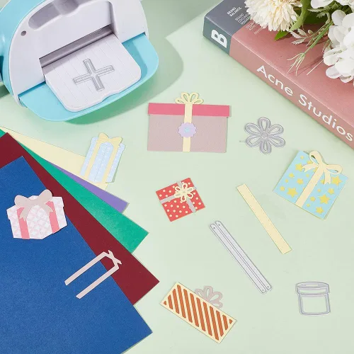 Miniatura 3 de INFUNLY 30 unidades de troqueles de corte de caja de regalo, etiqueta troquelada con lazo de flores troqueladas, plantillas de regalo de feliz
