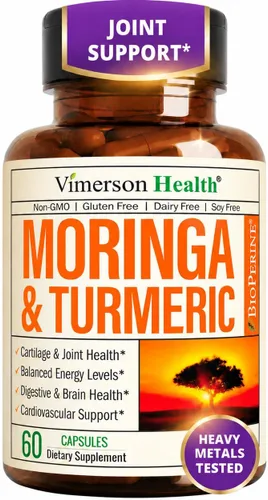 Suplemento de Moringa + Cúrcuma Curcumina para la Salud de las Articulaciones, Salud Intestinal, Energía y Apoyo Inmunológico - Fórmula de Bienestar