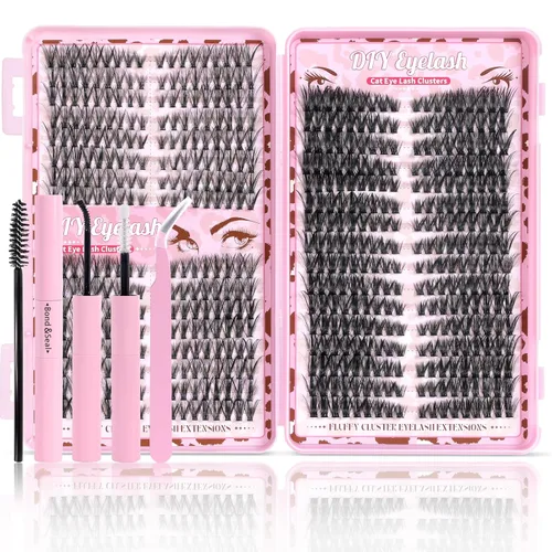 Miniatura 10 de Kit de racimos de pestañas, kit natural de 560 extensiones de pestañas en racimo de 0.354-0.630 in, kit de extensiones de pestañas individuales