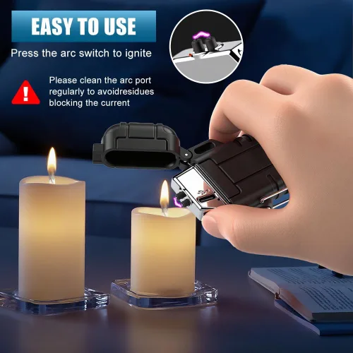 Miniatura 9 de LcFun Encendedor eléctrico USB C recargable de plasma resistente al viento, encendedores de arco sin llama, fósforos a prueba de agua para camping