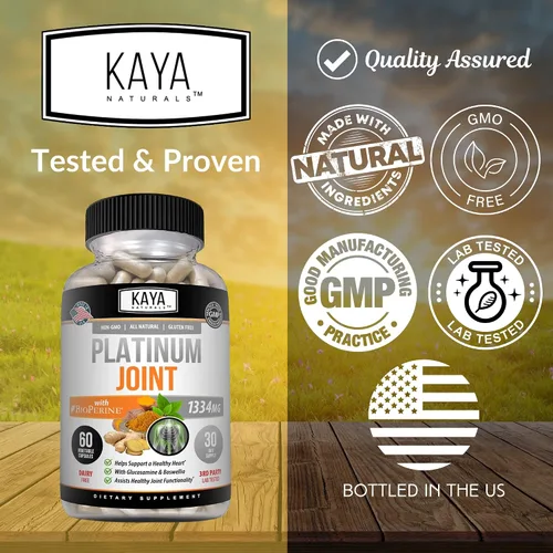 Miniatura 4 de Kaya Naturals Platino - Nature Made Bioperine, glucosamina, cúrcuma con boswellia, propiedades antioxidantes saludables, curcumina de cúrcuma 1334