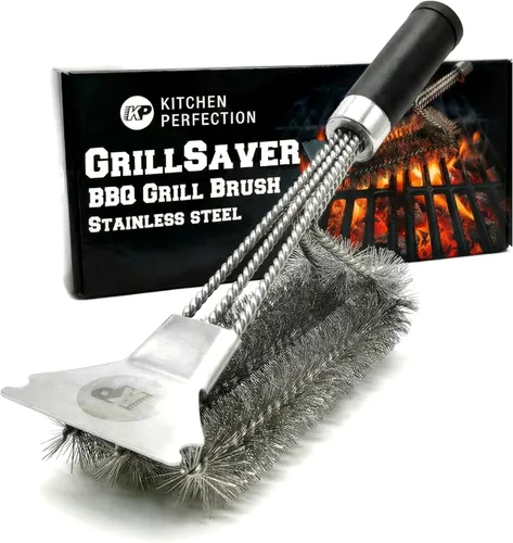 Miniatura 10 de KITCHEN PERFECTION GrillSaver - Cepillo seguro para barbacoa con cabezal de limpieza reemplazable, limpiador de parrilla resistente con raspador, 1.