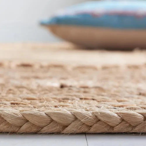 Miniatura 5 de SAFAVIEH NFB264A - Alfombra ovalada de 6 x 9 pies, natural, hecha a mano, estilo bohemio, casa de campo de yute, ideal para zonas de alto tráfico