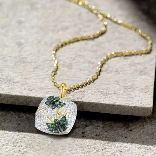 Miniatura 3 de Santuzza Colgante de plata esterlina chapada en oro de 14 quilates con libélula y mariposa para mujer