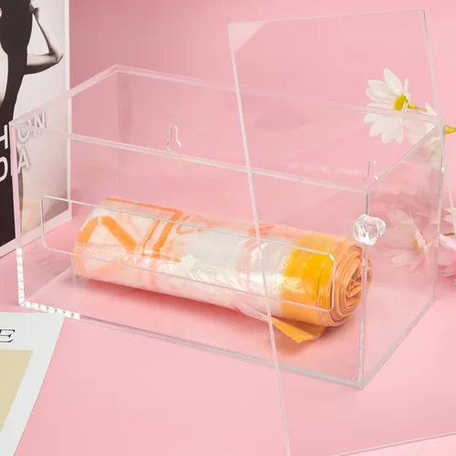 Miniatura 6 de Dispensador de soporte de bolsa de basura para basura, organizador de acrílico transparente para montaje en pared