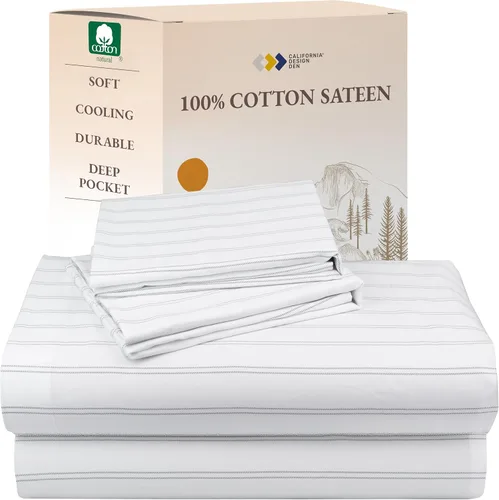 Miniatura 29 de California Design Den Sábanas de Algodón 100% Natural Tamaño Full Juego de Cama con Bolsillos Profundos - Tejido Satinado Suave, Sábanas Duraderas