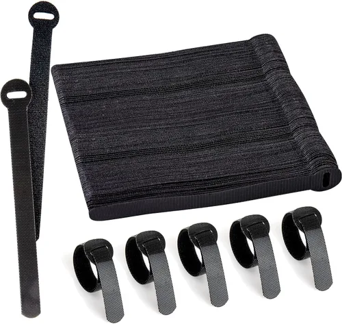 Miniatura 7 de 60 Sujetadores para Gestión de Cables, Envolturas para Cables Negras de 6 Pulgadas, Sujetadores Reutilizables para Cables Ordenados, PC, TV